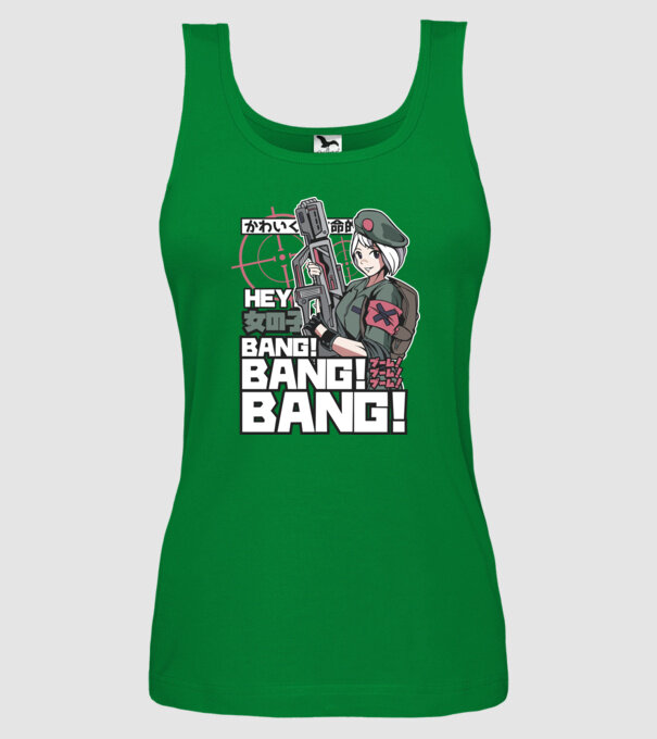 Fată Anime Gerilla model verde pe tricou