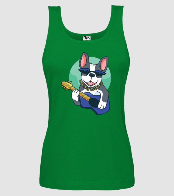 Bulldog Chitarist model verde pe tricou