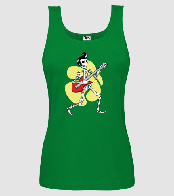 Schelet Elvis cu chitară model verde pe tricou