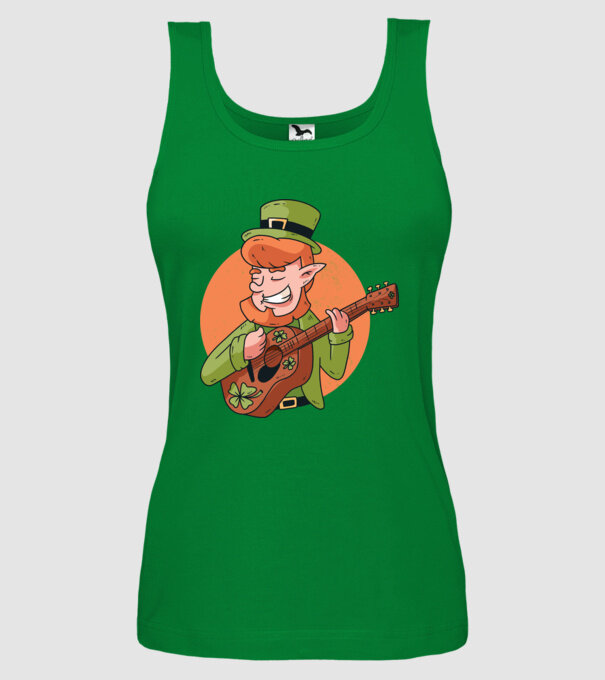 Chitarist Leprechaun irlandez St Patrick model verde pe tricou