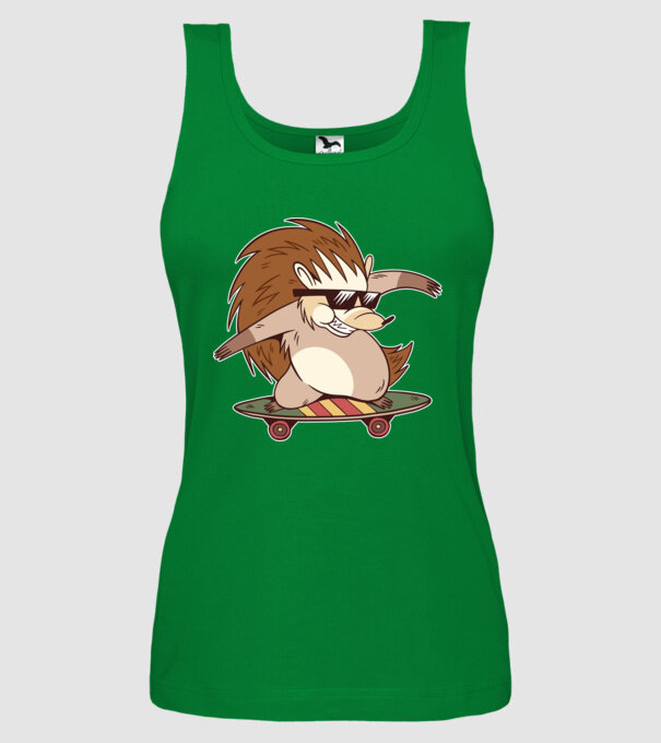 Arici Skateboarder model verde pe tricou