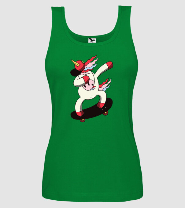 Skateboarder Unicorn DAB model verde pe tricou