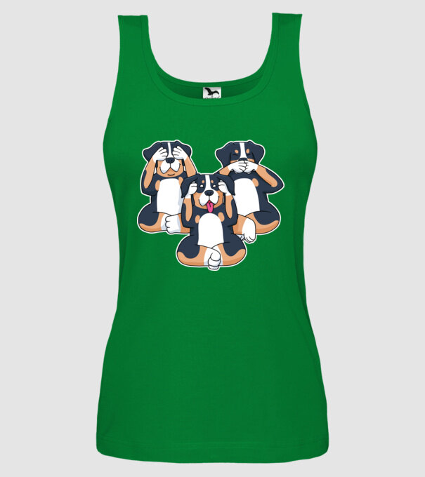 Trei câini model verde pe tricou