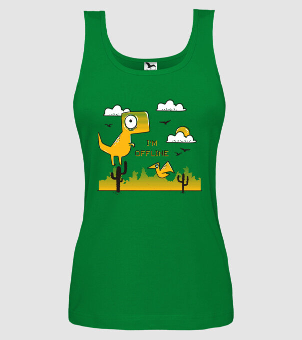 'I''m Offline - tricou amuzant cu dinozaur' model verde pe tricou