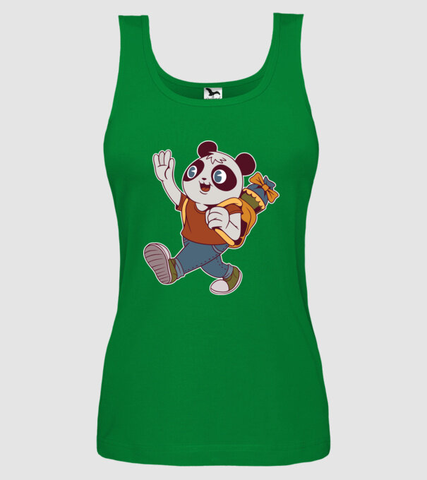 Panda școlar model verde pe tricou