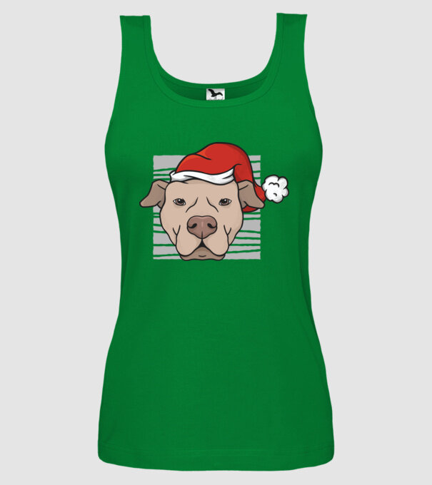 Pitbull de Crăciun model verde pe tricou