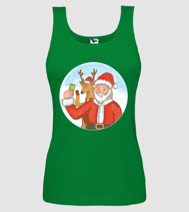 Selfie de Crăciun model verde pe tricou