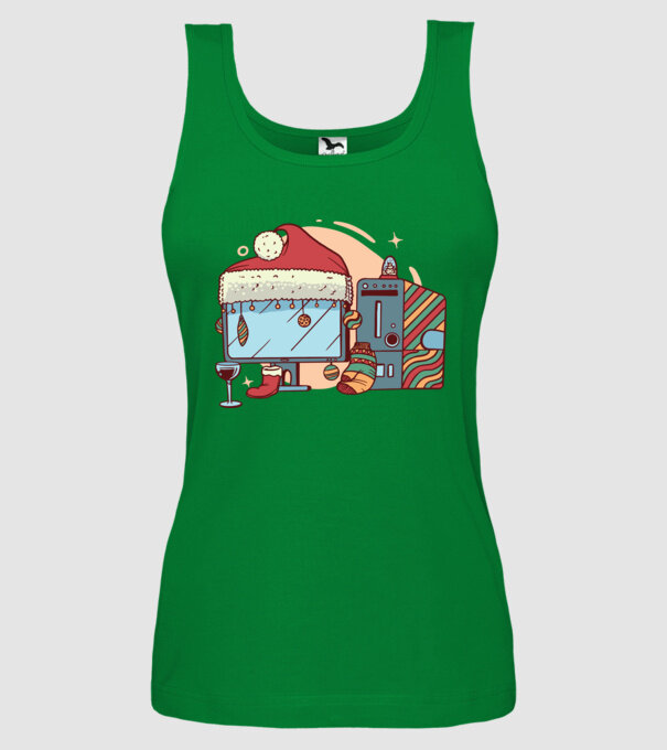 Computer de Crăciun model verde pe tricou