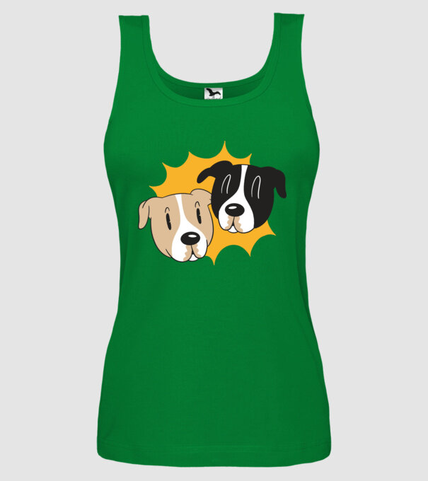 Capete de câini model verde pe tricou