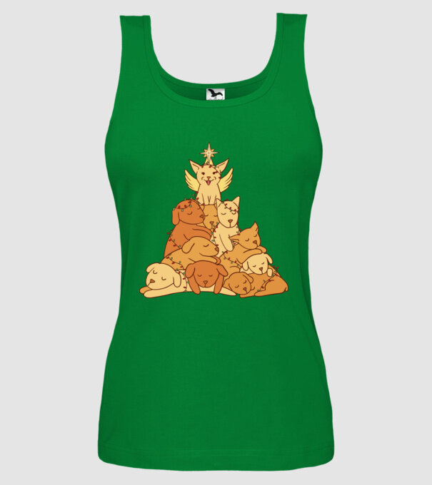 Pom de Crăciun cu Câine model verde pe tricou