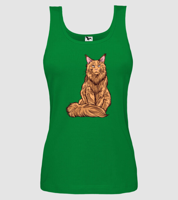 Pisică Maine Coon model verde pe tricou