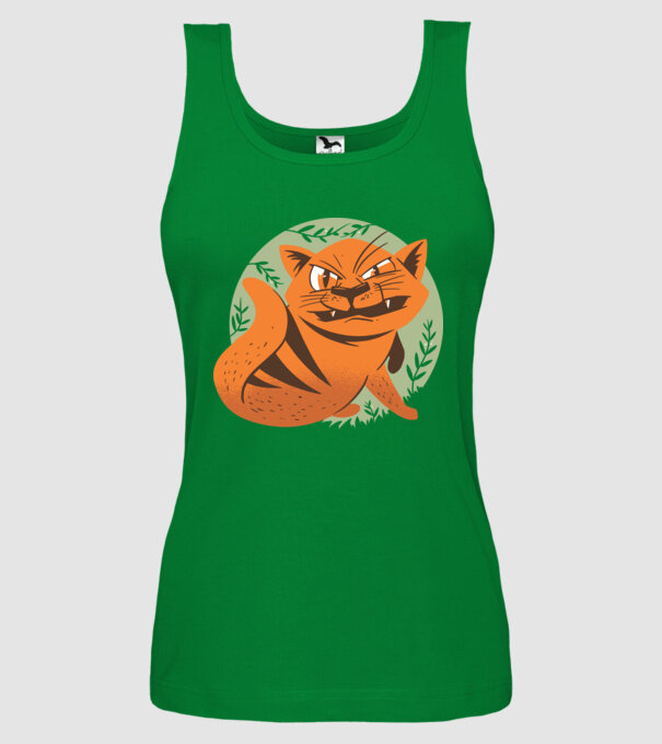 Pisică Supărată model verde pe tricou