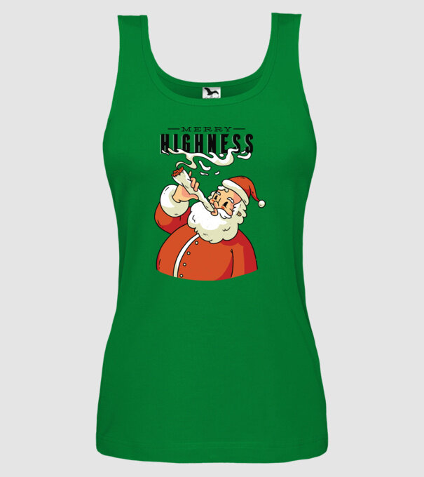 Merry Highness Mikulás fumează iarbă model verde pe tricou