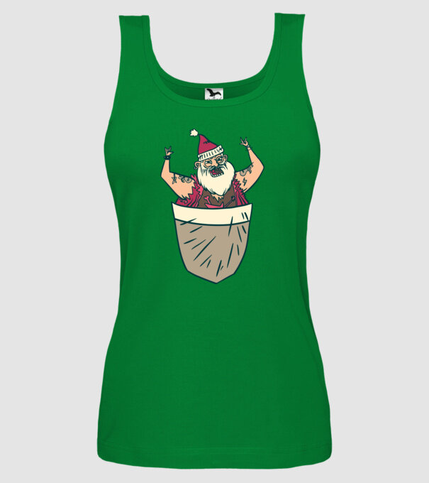 Buzunar Moș Crăciun model verde pe tricou