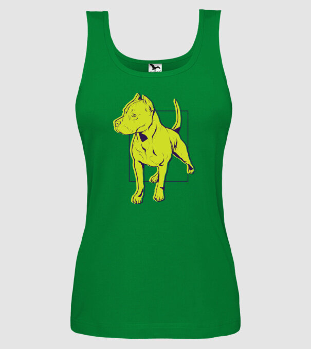 Câine Pitbull model verde pe tricou