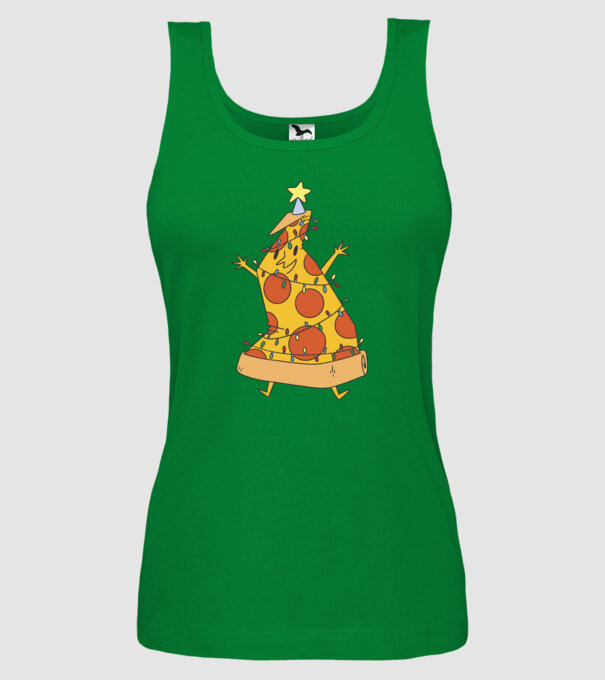 Pizza pom de Crăciun model verde pe tricou