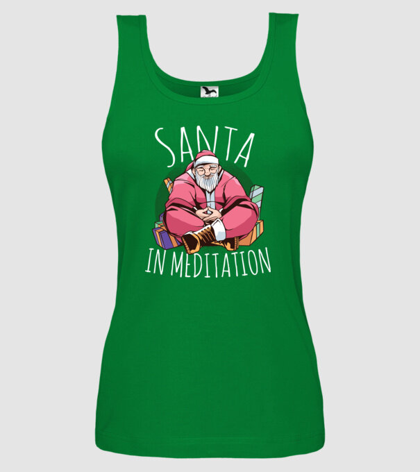 Santa Meditație model verde pe tricou