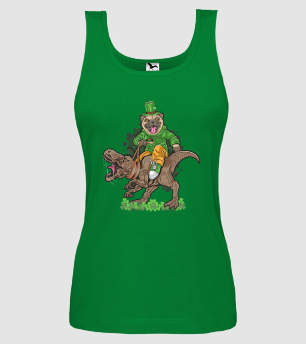 Sfântul Patrick Mops dinozaur model verde pe tricou