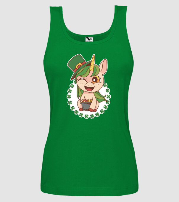 St Patrick Unicorn model verde pe tricou