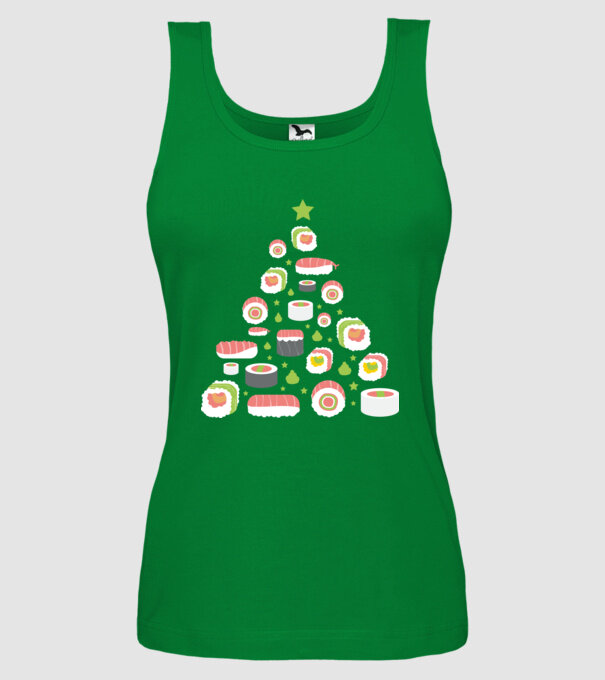 Pom de Crăciun Sushi model verde pe tricou