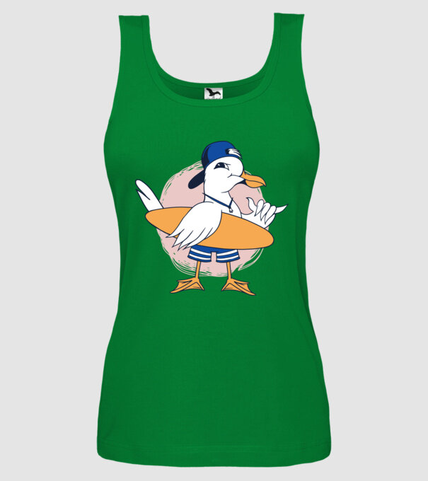 Pescăruș Surfing model verde pe tricou