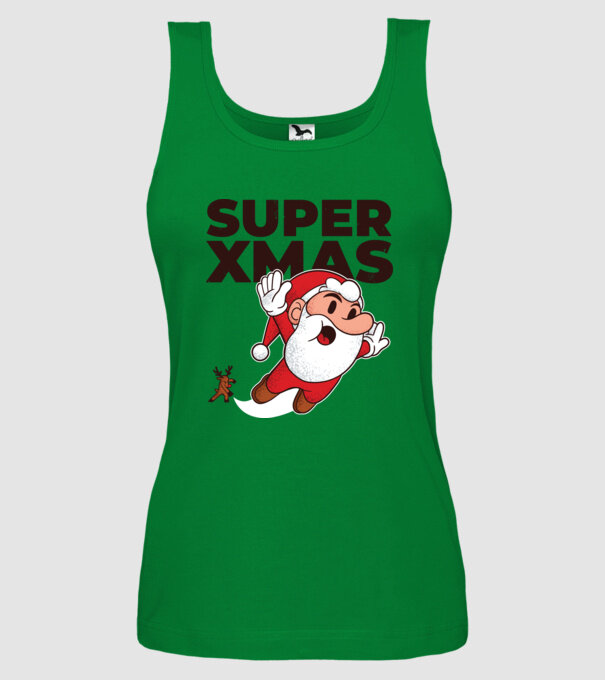 Super Moș Crăciun tricou de Crăciun model verde pe tricou