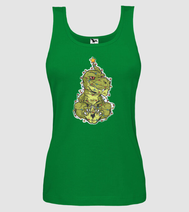 Dinozaur T-rex Pom de Crăciun tricou model verde pe tricou