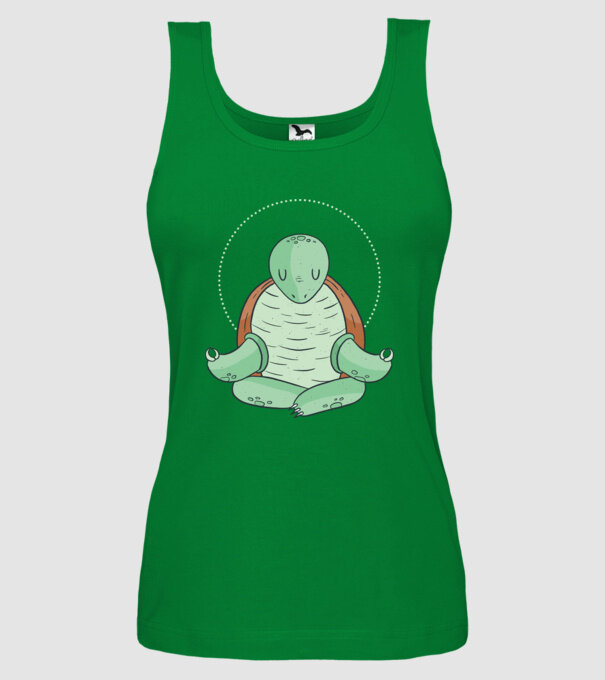 Broască țestoasă Yoga model verde pe tricou