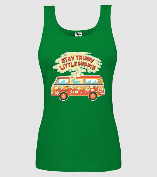 Trippy Microbuz Hippi model verde pe tricou