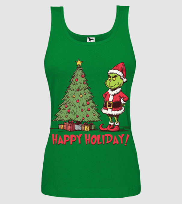 Happy Holiday Grinch model verde pe tricou
