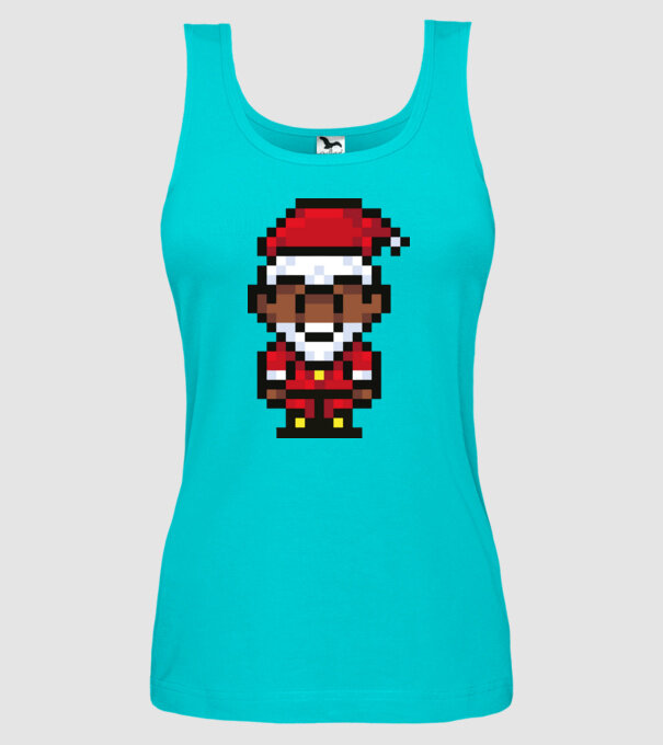 8bit pixel Moș Crăciun model turcoaz pe tricou