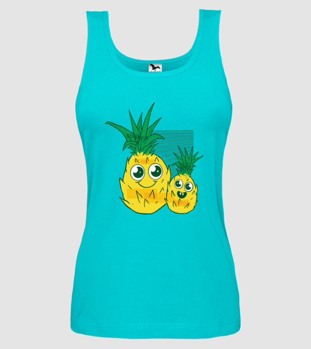 Familie Ananas model turcoaz pe tricou