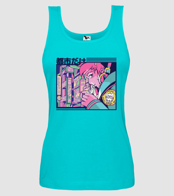 Anime Țigaretă model turcoaz pe tricou