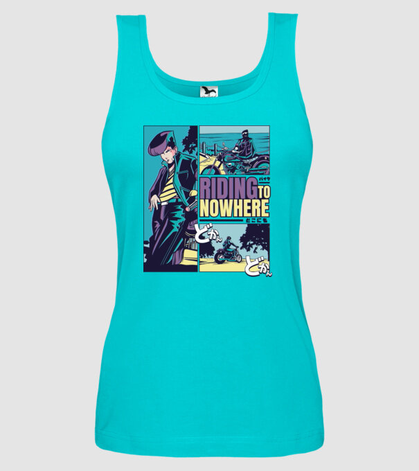 Anime Vaporwave Riding Nowhere model turcoaz pe tricou