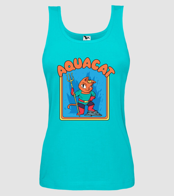 Aquacat model turcoaz pe tricou