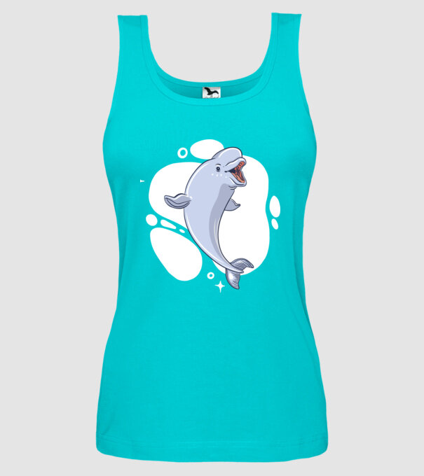 Balenă Beluga model turcoaz pe tricou