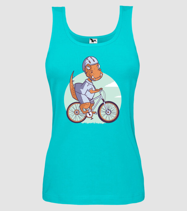 Dinozaur de T-Rex cu bicicletă model turcoaz pe tricou