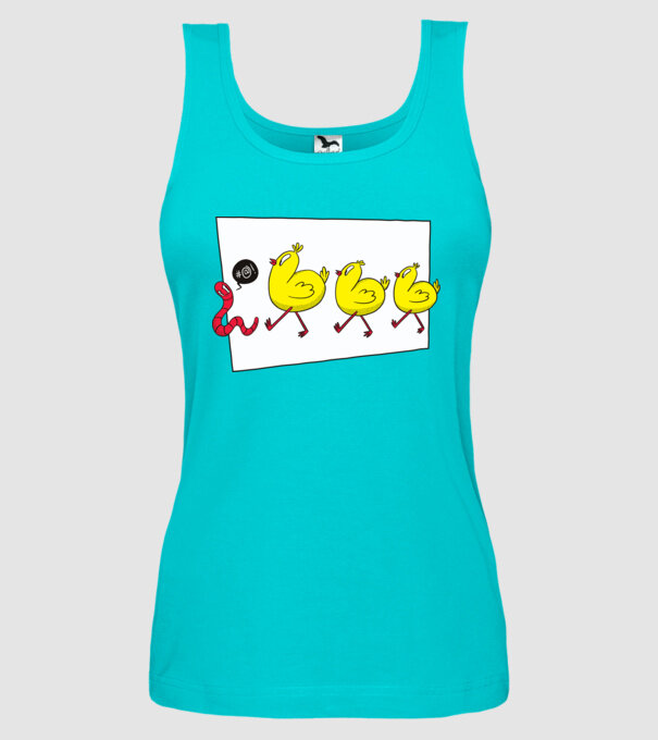 Pui cu vierme model turcoaz pe tricou