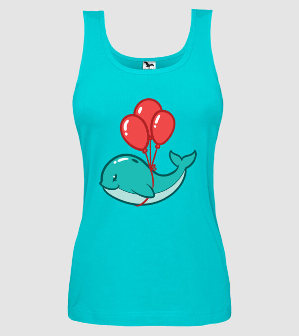 Balenă Drăguță cu Balon model turcoaz pe tricou