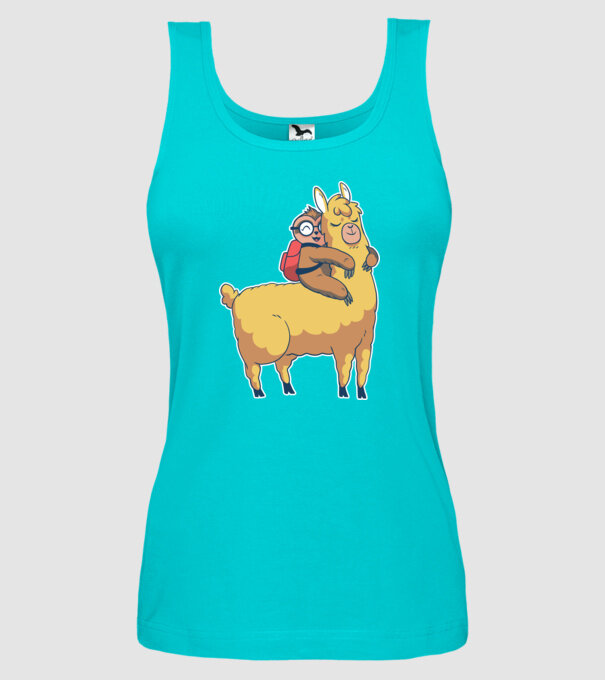 Leneș drăguț cu Lama școlar model turcoaz pe tricou