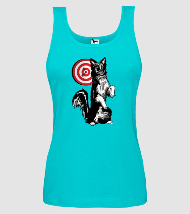 Câine cu Darts model turcoaz pe tricou