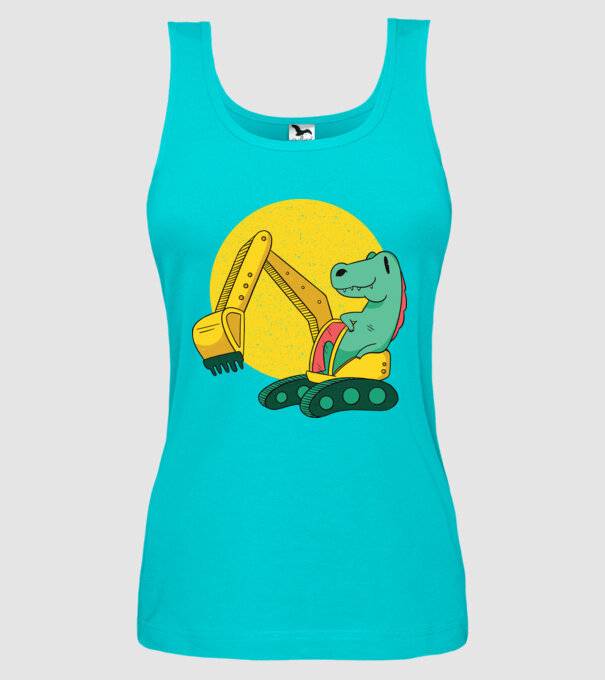 Excavator dinozaur model turcoaz pe tricou