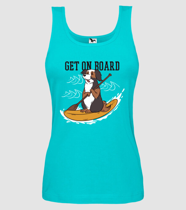 Câine vâslind model turcoaz pe tricou