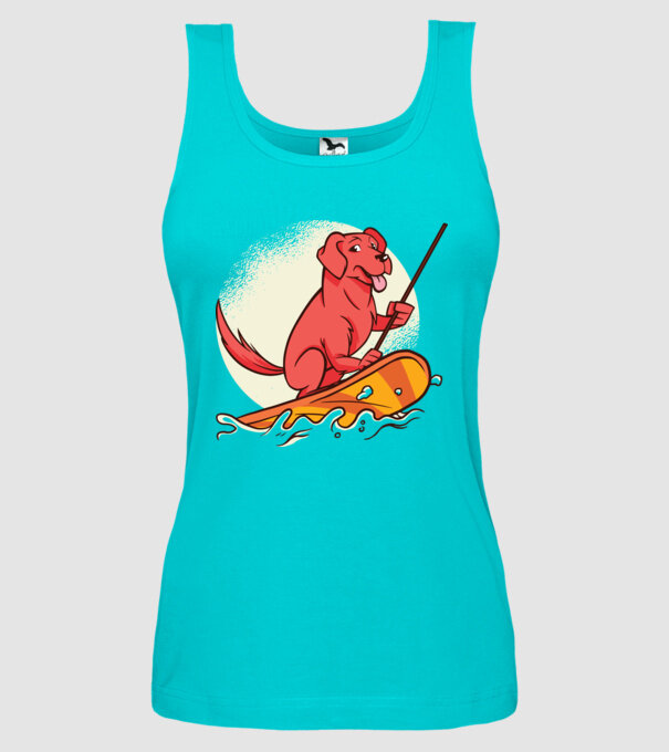 Câine vâslind model turcoaz pe tricou