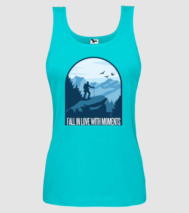 Fall in love with moments model turcoaz pe tricou