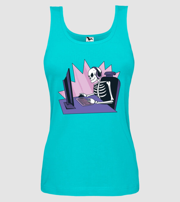Schelet Gamer model turcoaz pe tricou