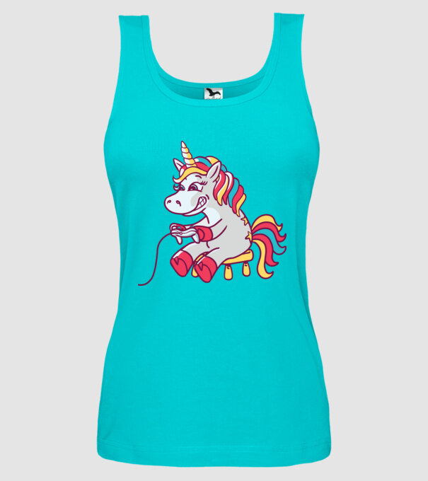 Gamer Unicorn model turcoaz pe tricou