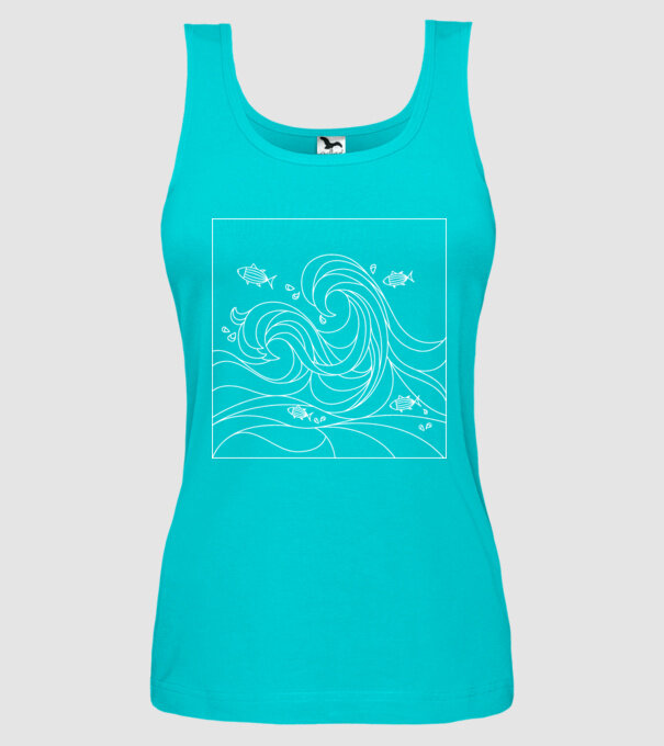 Ocean geometric model turcoaz pe tricou