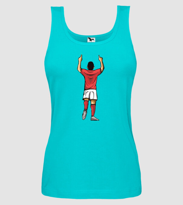 Fotbalist sărbătorind golul model turcoaz pe tricou