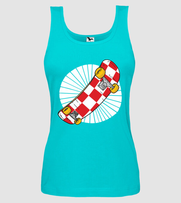 Skateboard model turcoaz pe tricou